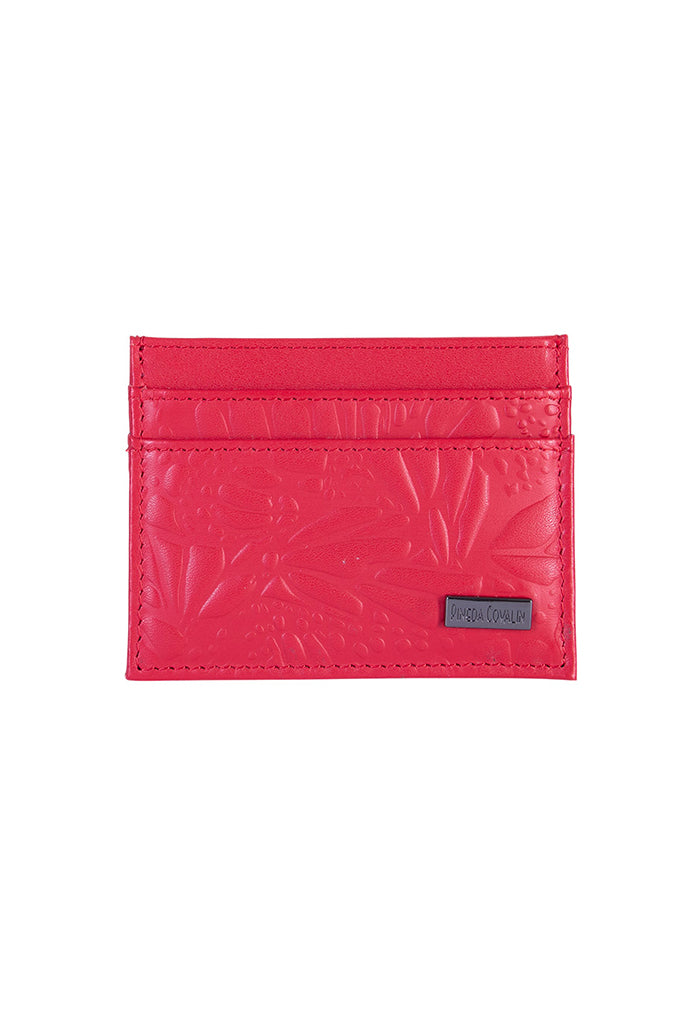 Tarjetero Kuxtal Piel Grabado Mariposa