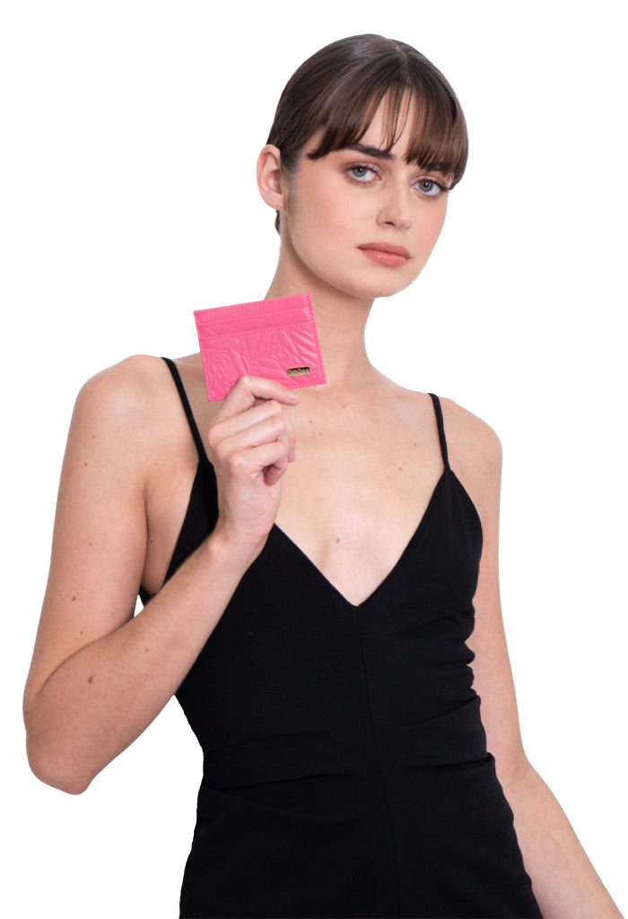 Tarjetero Kuxtal Piel Grabado Mariposa