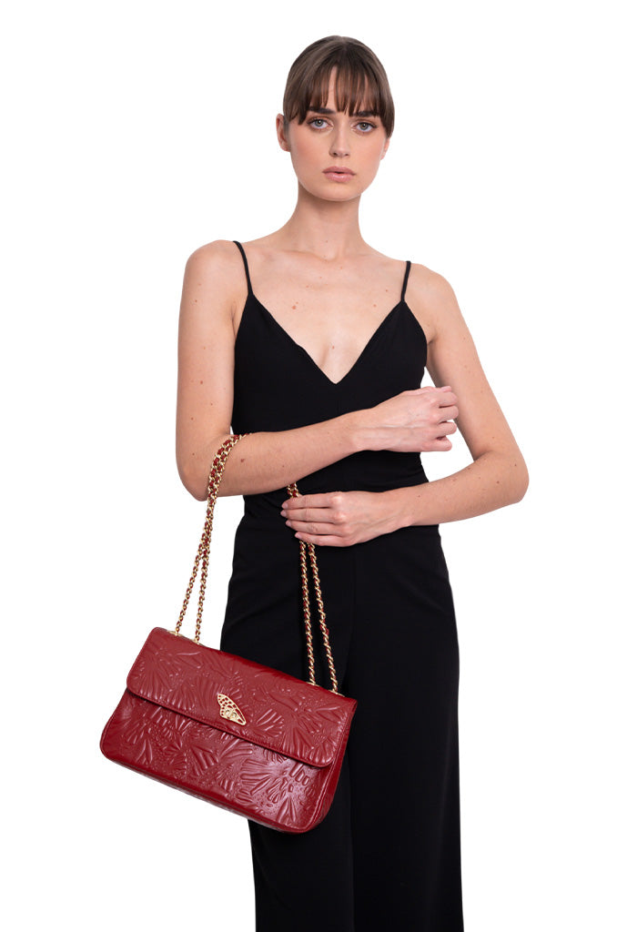 Bolsa Tusbel Piel Grabado Mariposa