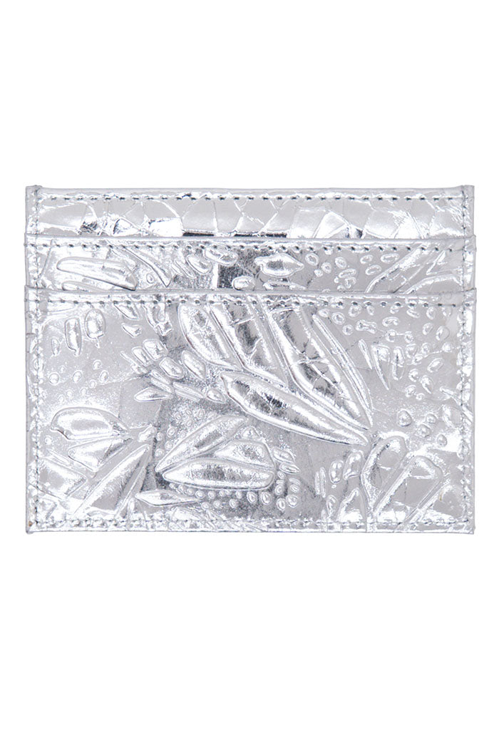 Tarjetero Kuxtal Piel Grabado Mariposa