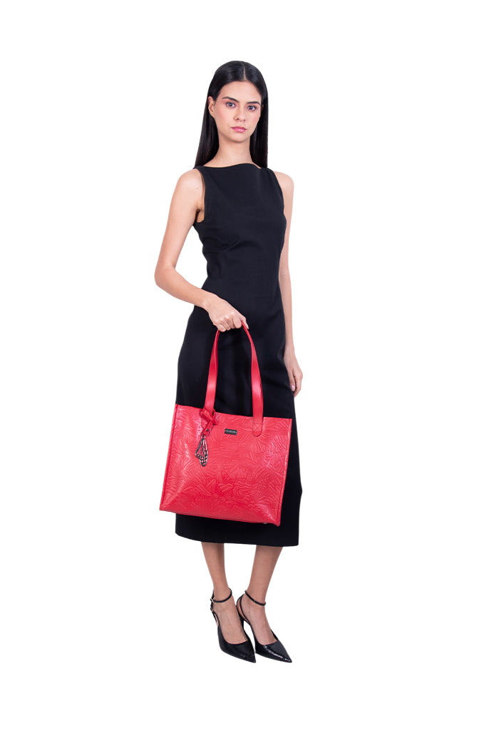 Tote Xunaán de Piel Grabado Mariposa
