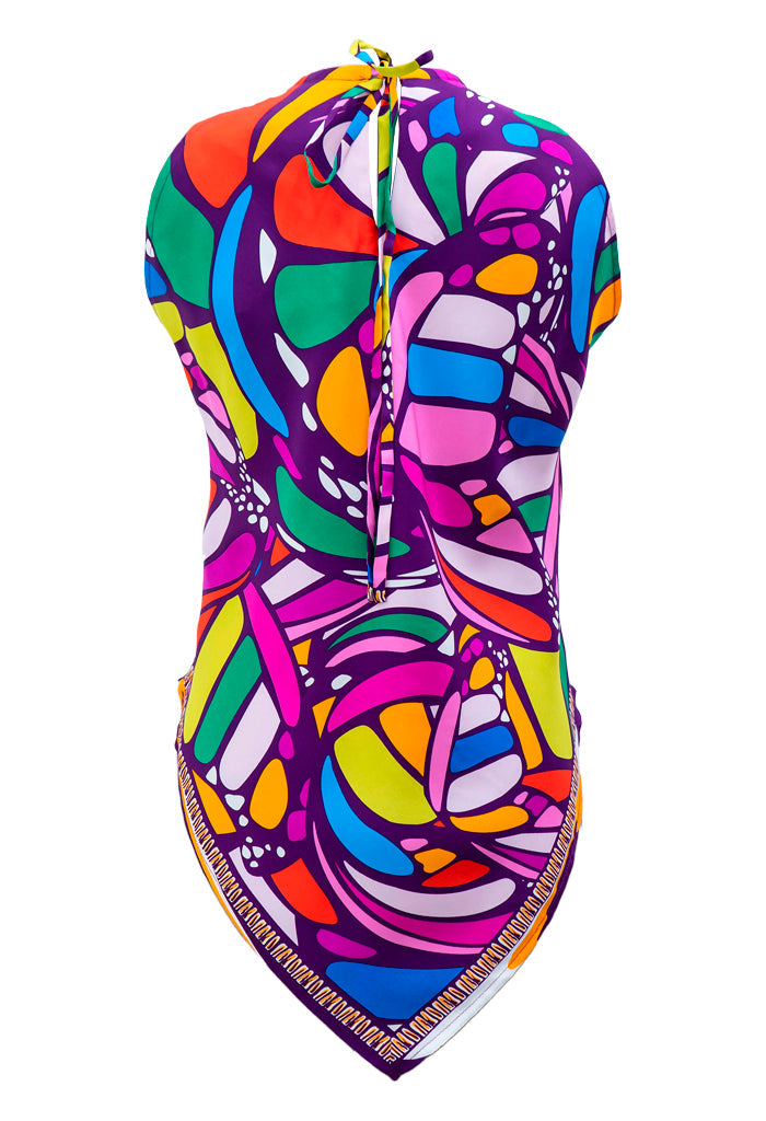 Blusa Cuello Ajustable Mariposa Abstracta