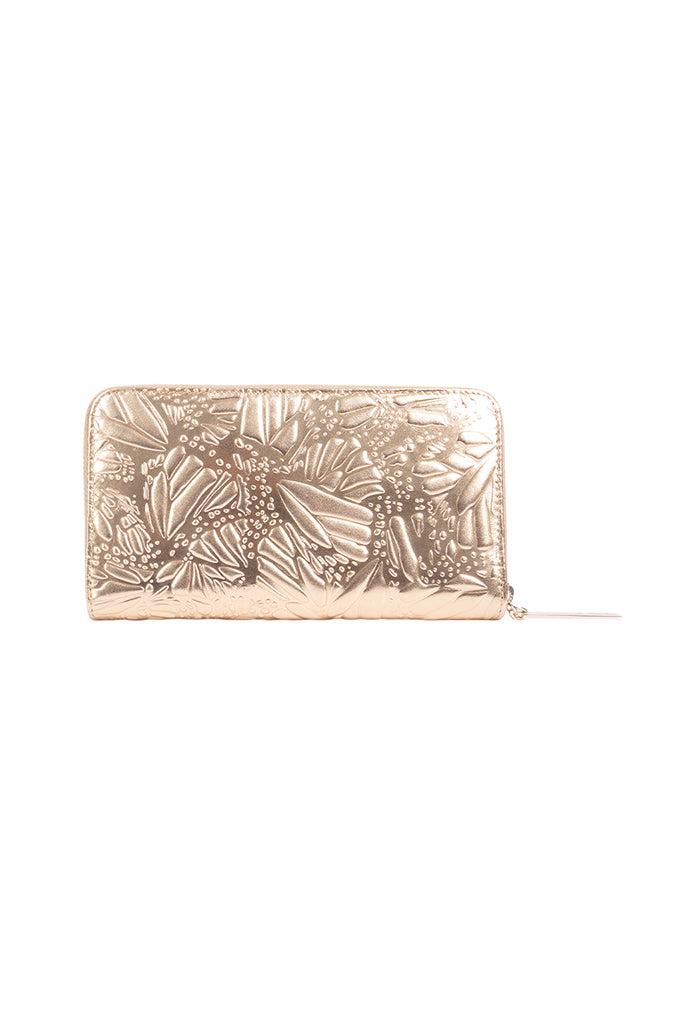 Cartera Grande Piel Grabado Mariposa
