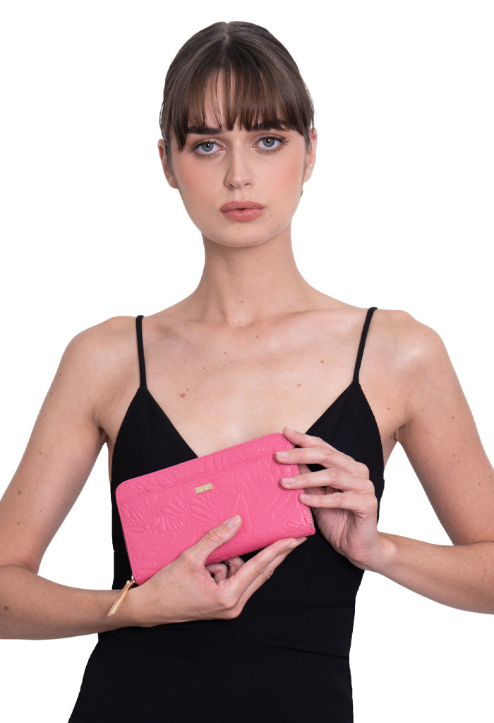 Cartera Grande Piel Grabado Mariposa