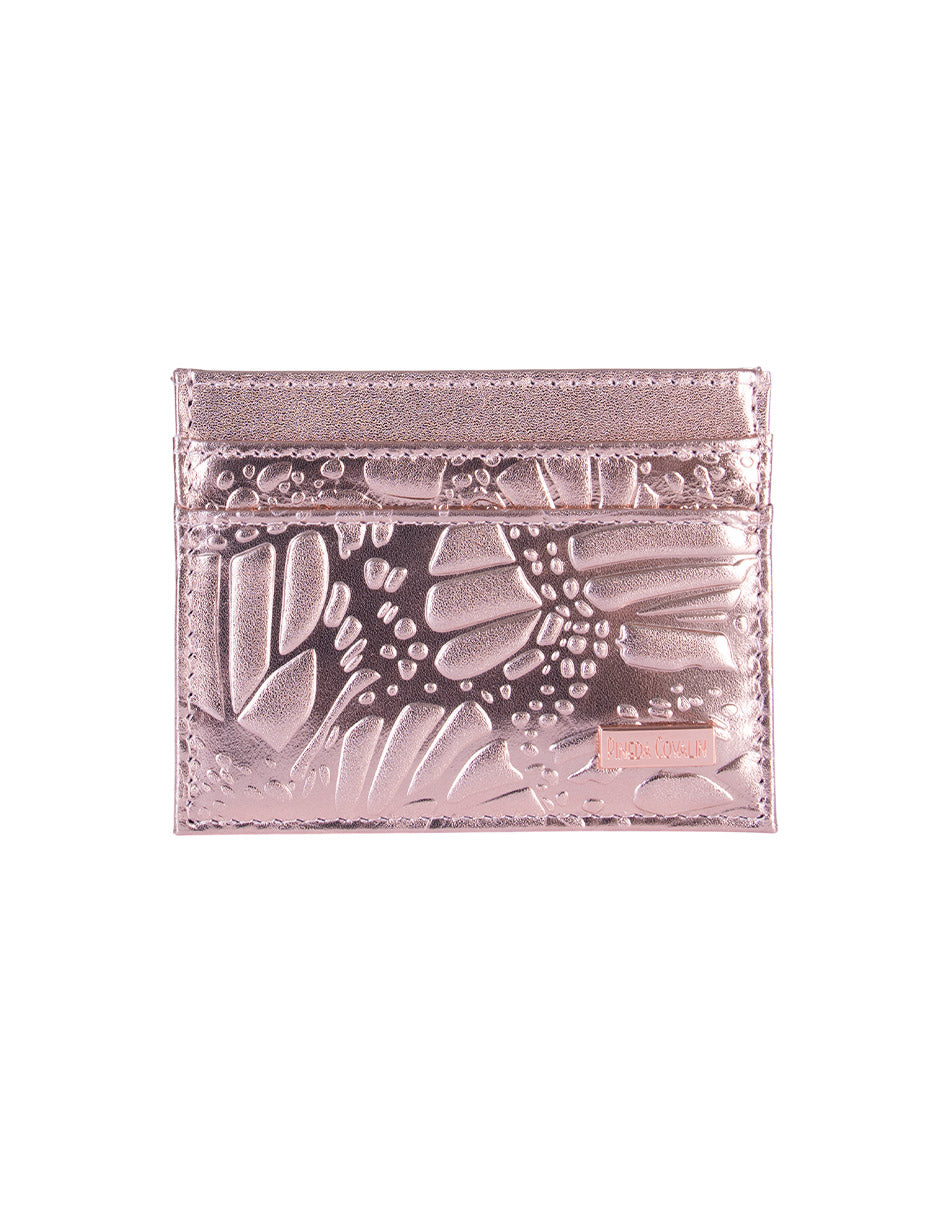 Tarjetero Kuxtal Piel Grabado Mariposa