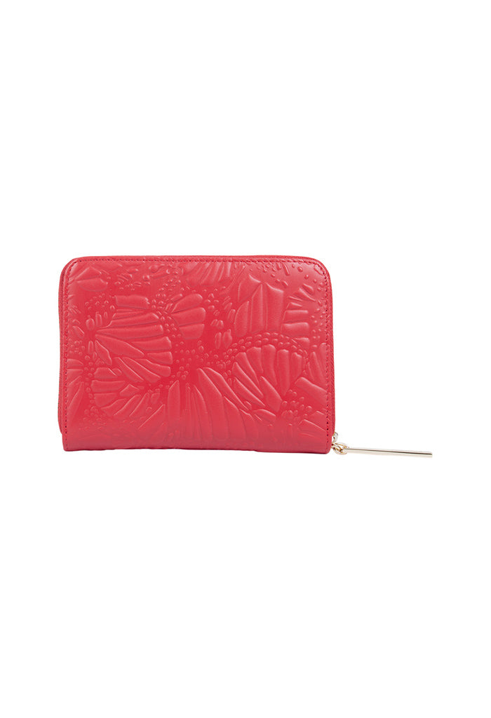 Cartera Mediana Piel Grabado Mariposa