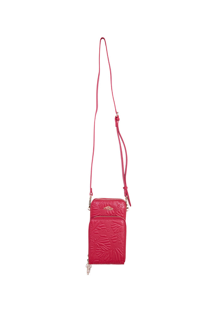 Porta Celular Naab de Piel Grabado Mariposa