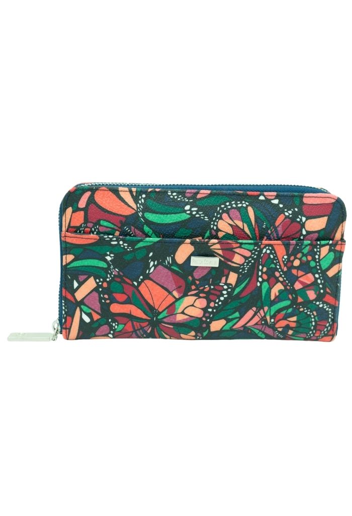 Cartera Grande Vuelo de Mariposa Verde/Rosa