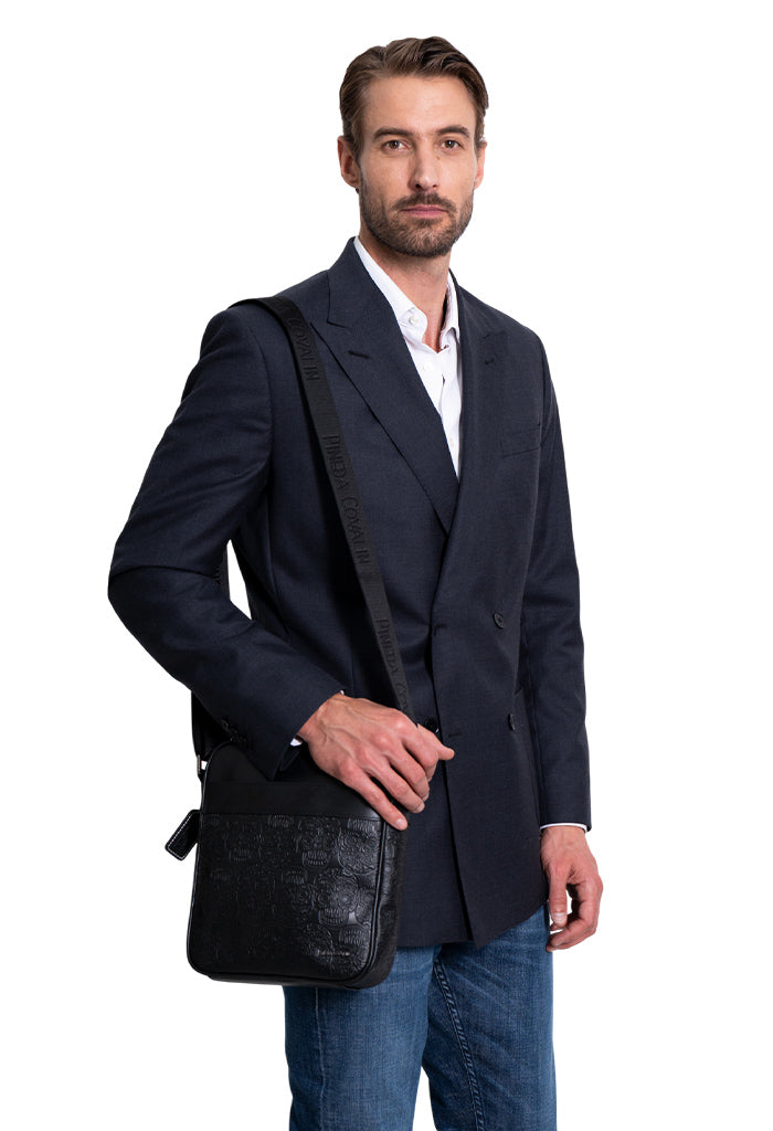 Messenger Bag Kaabal de Piel Grabado Tzompantli