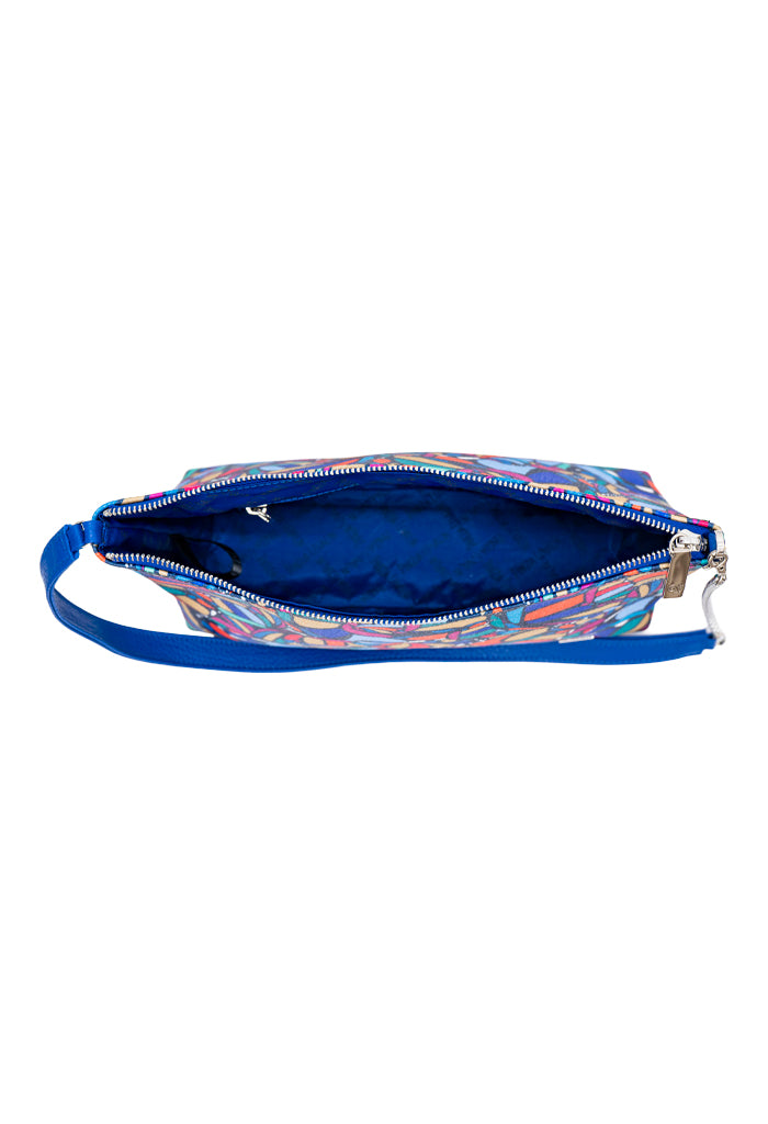 Bolsa Tsaas Azul con Cadena Mariposa Abstracta Marino