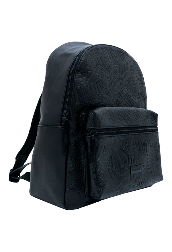 Backpack Nuuk Herraje Negro Grabado Mariposa Negro