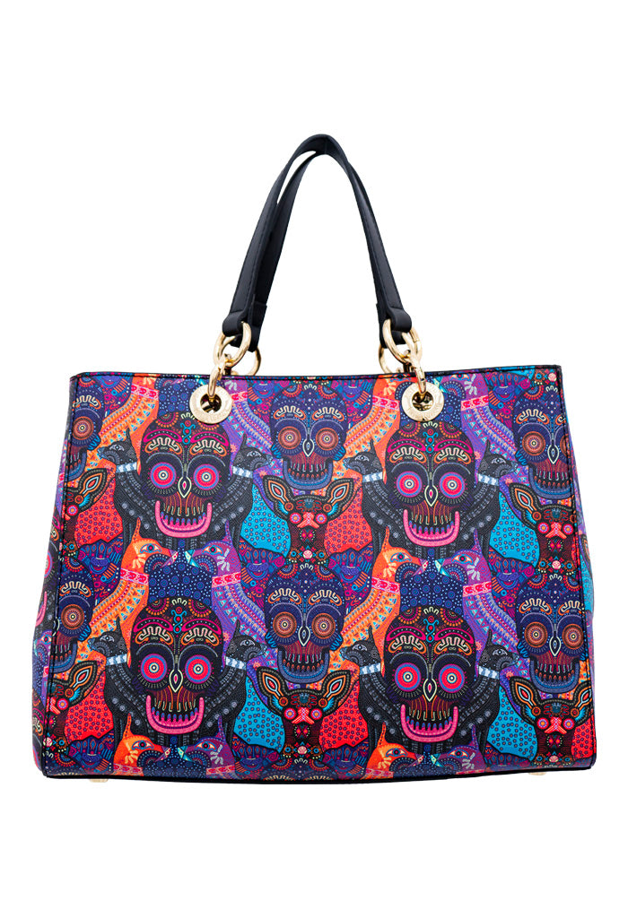 Bolsa Kaxan Saffiano Día de Muertos Mictlán Negro